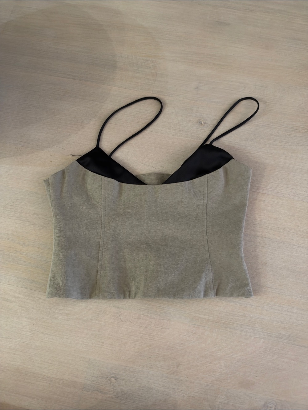 Zara Women’s Olive Green Crop Bustier with Black Trim